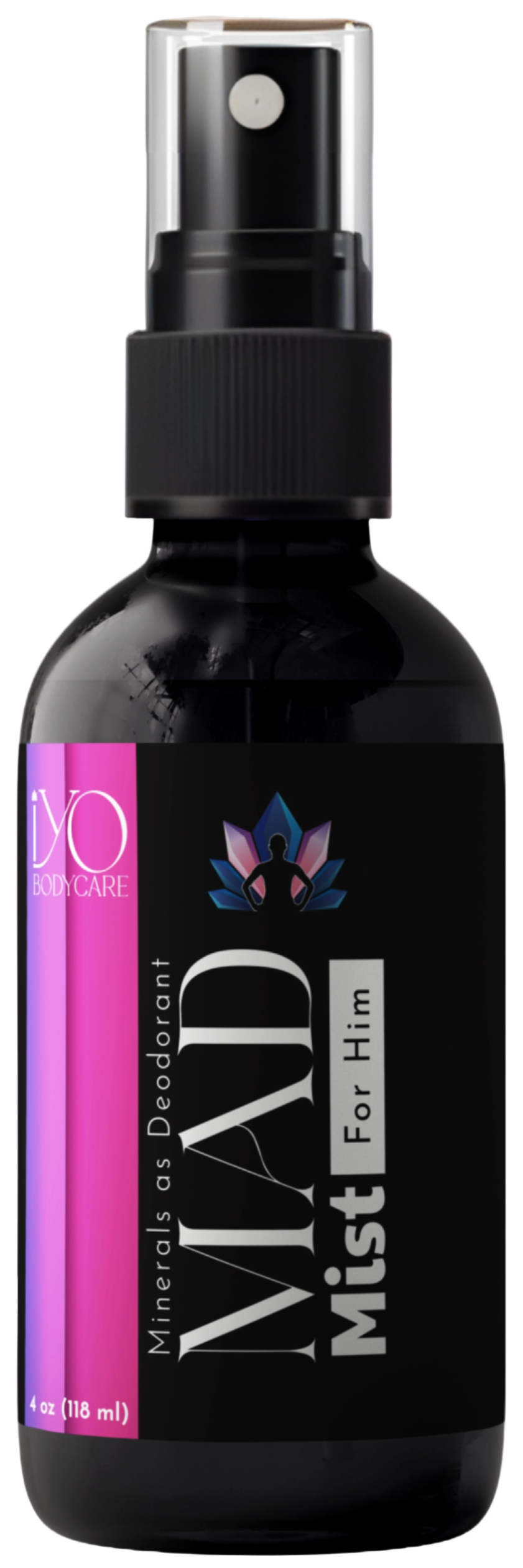 MAD Mist For Him natural deodorant spray — bergamot jasmine musk scent, potassium alum, no aluminum chlorohydrate.