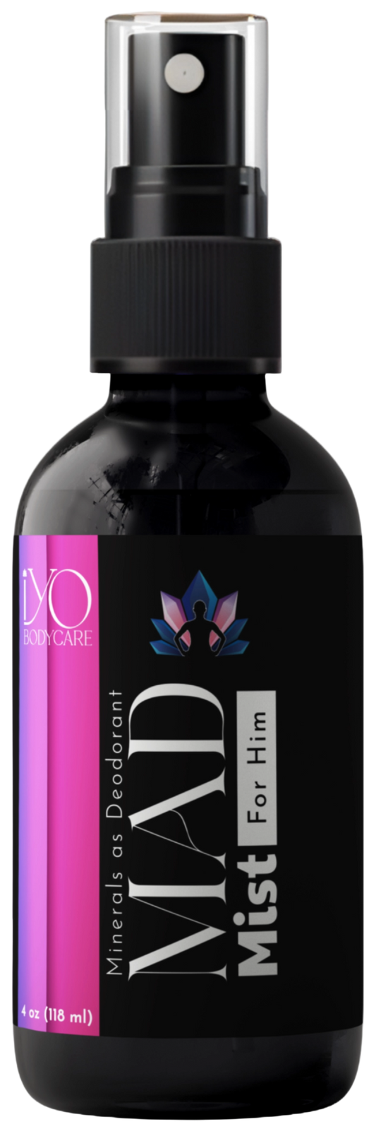 MAD Mist For Him natural deodorant spray — bergamot jasmine musk scent, potassium alum, no aluminum chlorohydrate.